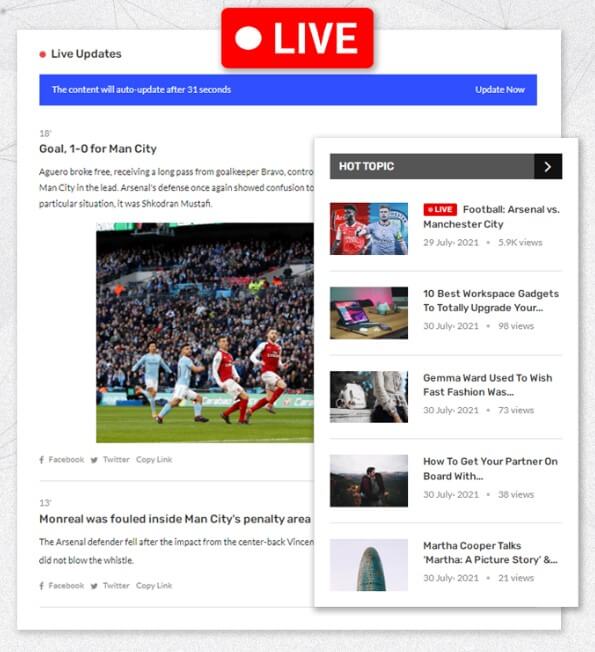 حصريًا تحديث مباشر المقالات Penci Live Blog Plugin Plugin